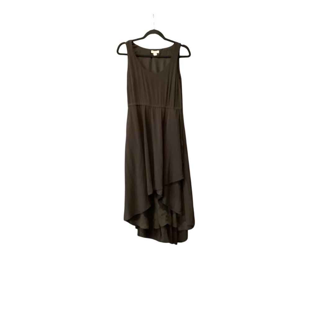 Garnet Hill sleeveless  cinched waist midi Dress Minimalist Black Size 6